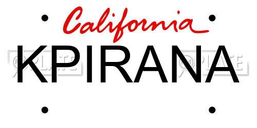 KPIRANA California License Plate