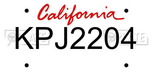 KPJ2204 California License Plate