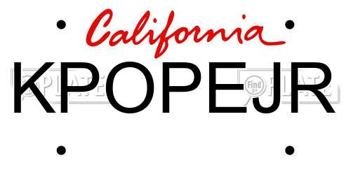KPOPEJR California License Plate