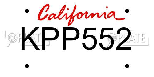 KPP552 California License Plate