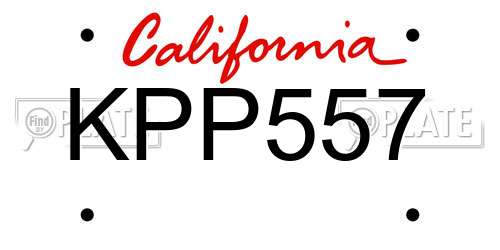 KPP557 California License Plate