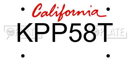 KPP58T California License Plate
