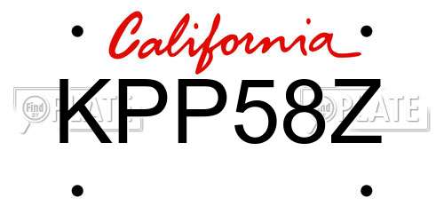 KPP58Z California License Plate