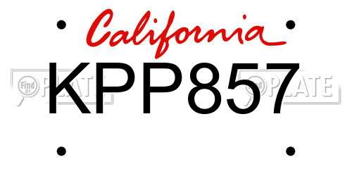 KPP857 California License Plate