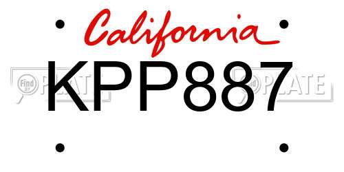 KPP887 California License Plate