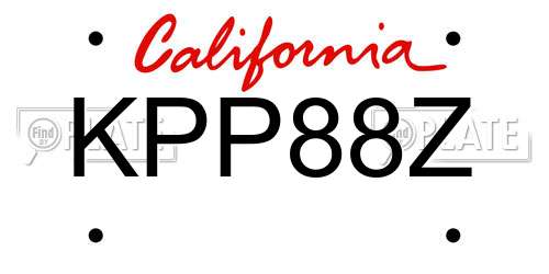 KPP88Z California License Plate