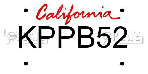 KPPB52 California License Plate