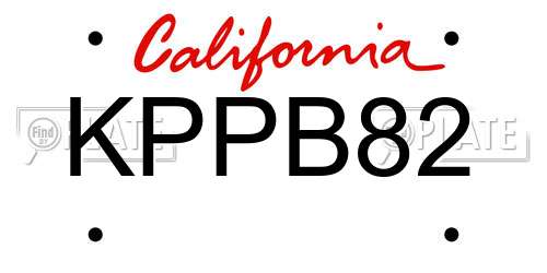KPPB82 California License Plate