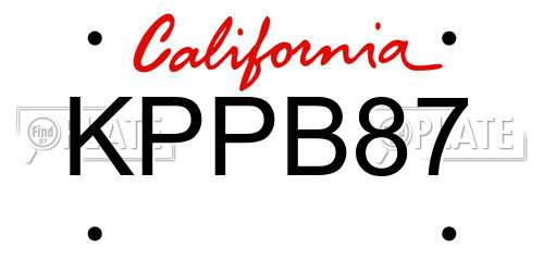 KPPB87 California License Plate