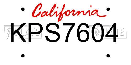 KPS7604 California License Plate