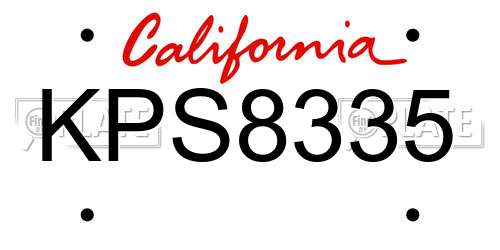 KPS8335 California License Plate