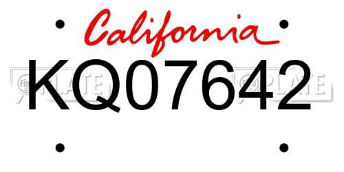 KQ07642 California License Plate