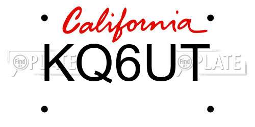 KQ6UT California License Plate