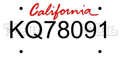 KQ78091 California License Plate