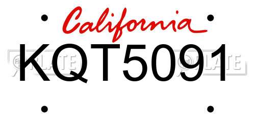 KQT5091 California License Plate