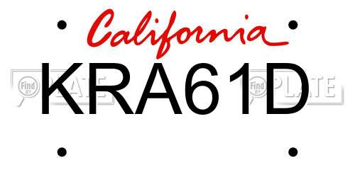 KRA61D California License Plate