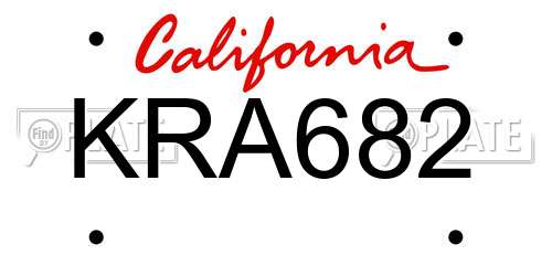 KRA682 California License Plate