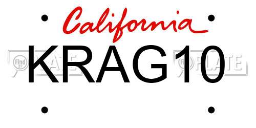 KRAG10 California License Plate