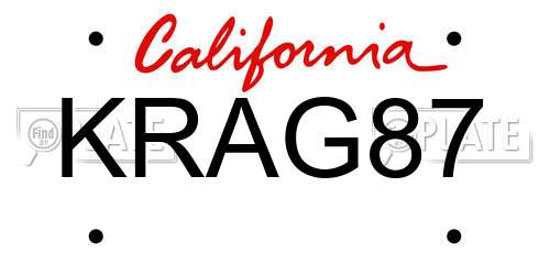 KRAG87 California License Plate