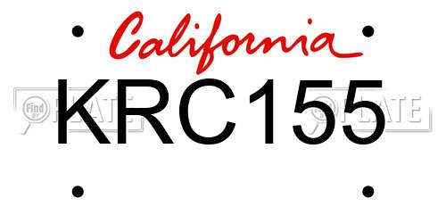 KRC155 California License Plate