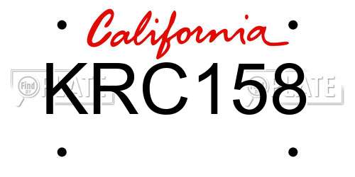 KRC158 California License Plate