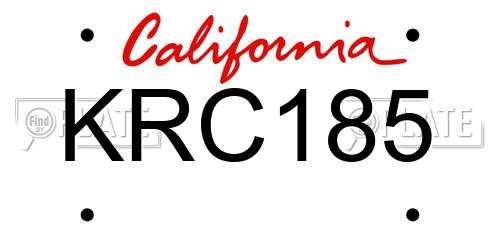 KRC185 California License Plate