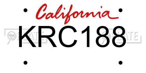 KRC188 California License Plate