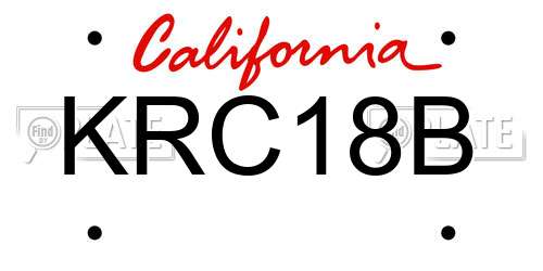 KRC18B California License Plate