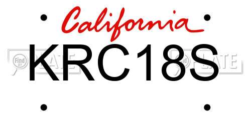KRC18S California License Plate