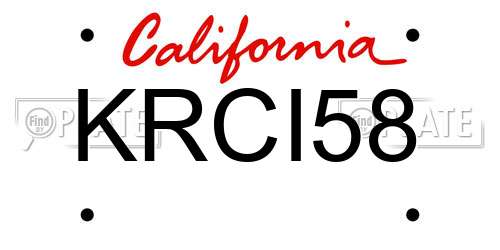 KRCI58 California License Plate