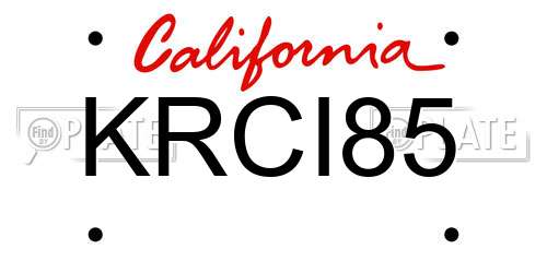 KRCI85 California License Plate