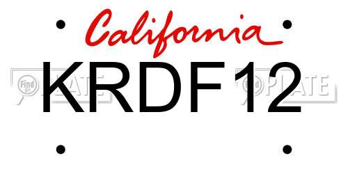 KRDF12 California License Plate