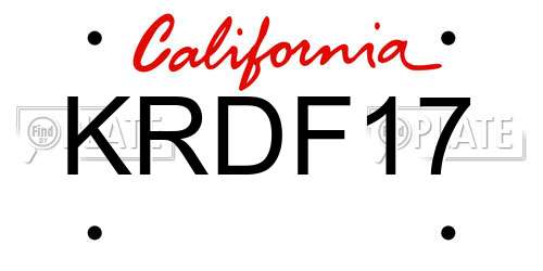 KRDF17 California License Plate