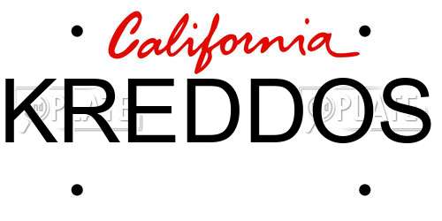 KREDDOS California License Plate