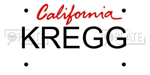 KREGG California License Plate