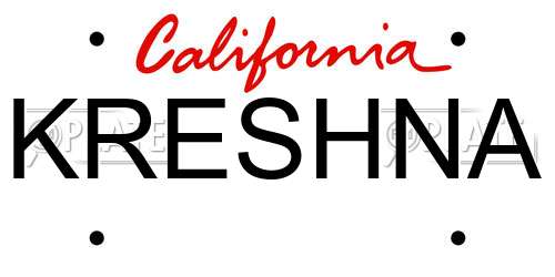 KRESHNA California License Plate