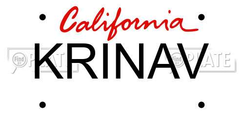 KRINAV California License Plate