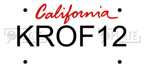 KROF12 California License Plate