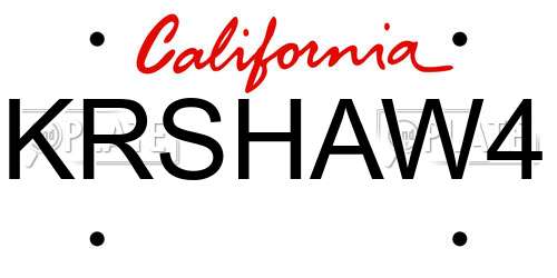 KRSHAW4 California License Plate