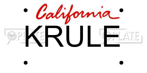 KRULE California License Plate