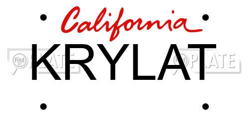 KRYLAT California License Plate