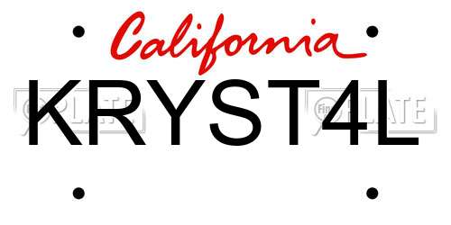 KRYST4L California License Plate