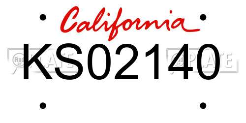 KS02140 California License Plate