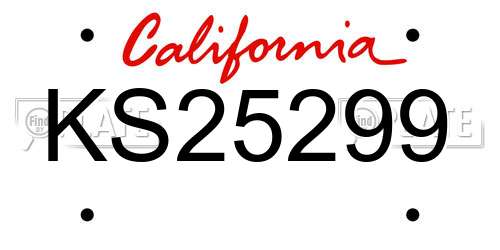 KS25299 California License Plate