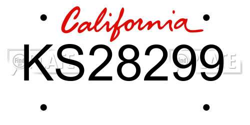 KS28299 California License Plate