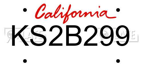 KS2B299 California License Plate