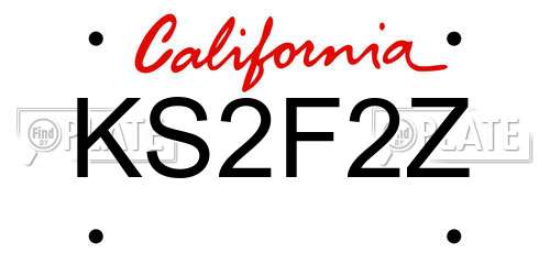 KS2F2Z California License Plate
