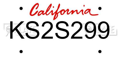 KS2S299 California License Plate