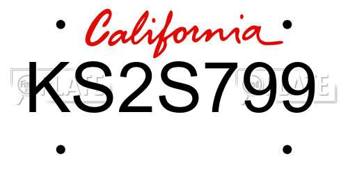 KS2S799 California License Plate
