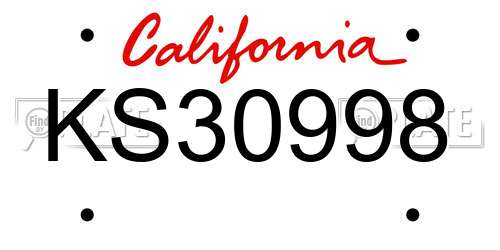 KS30998 California License Plate